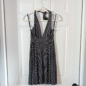 Pinup Retro Rockabilly Polka Dot Flowy Halter Dress Size S